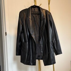 Mono B Black Faux Leather Blazer